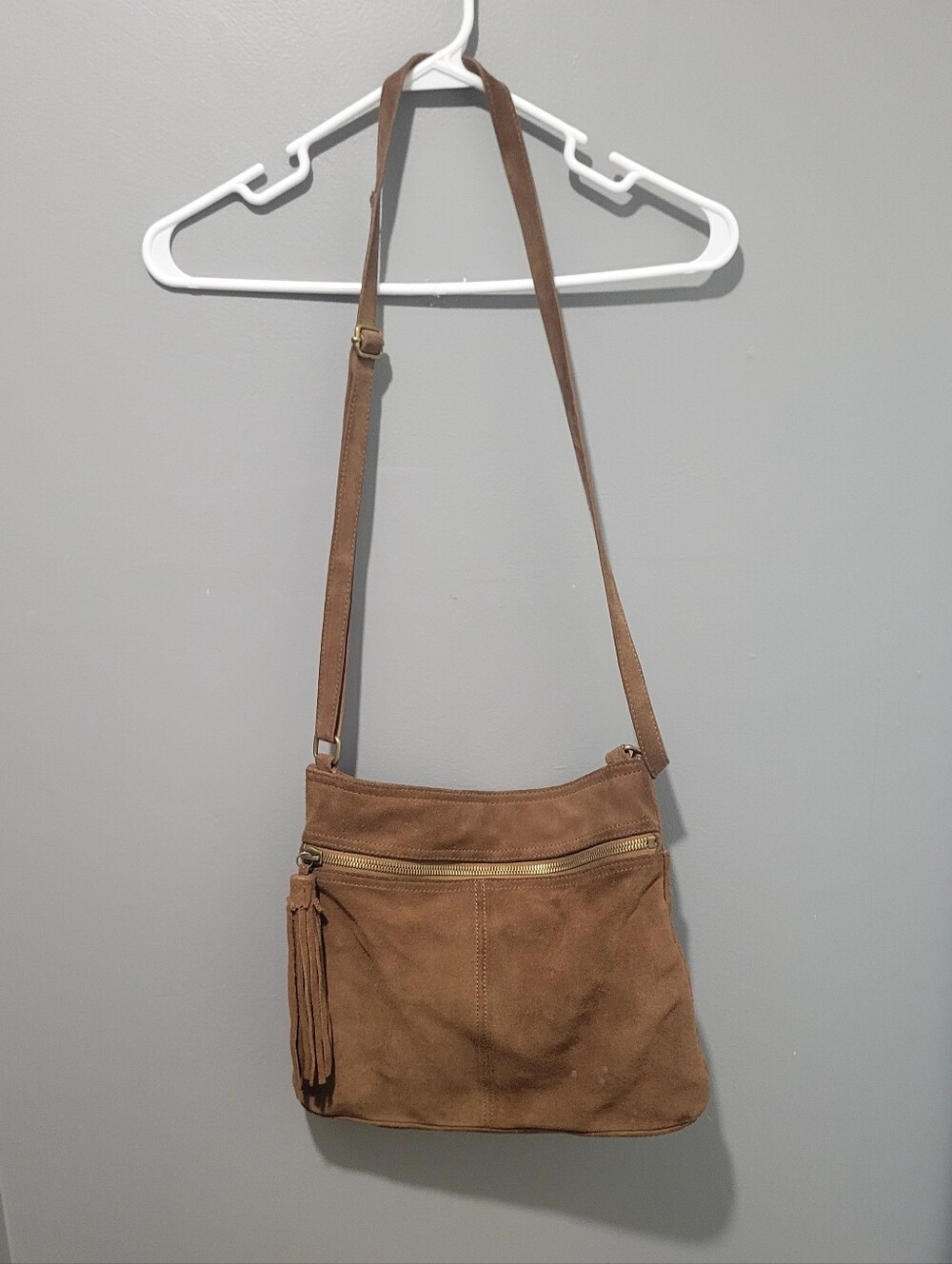 Margot Brown Genuine Leather Women's Hobo with Suede Label Crossbody 12x11